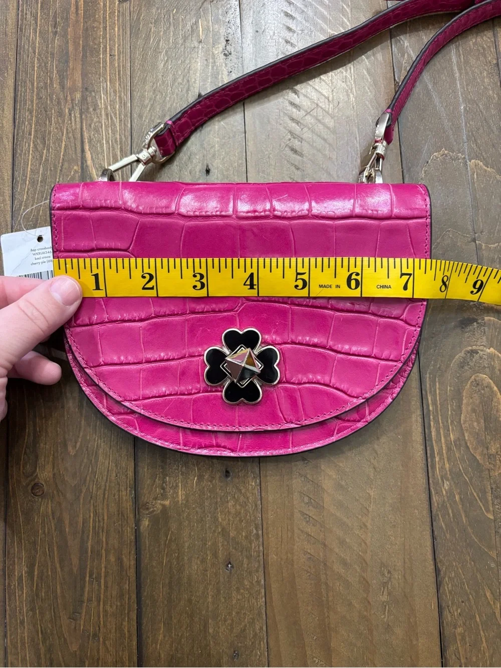 Kate Spade Kaci Croco Flap Crossbody in “Cherry Pie”